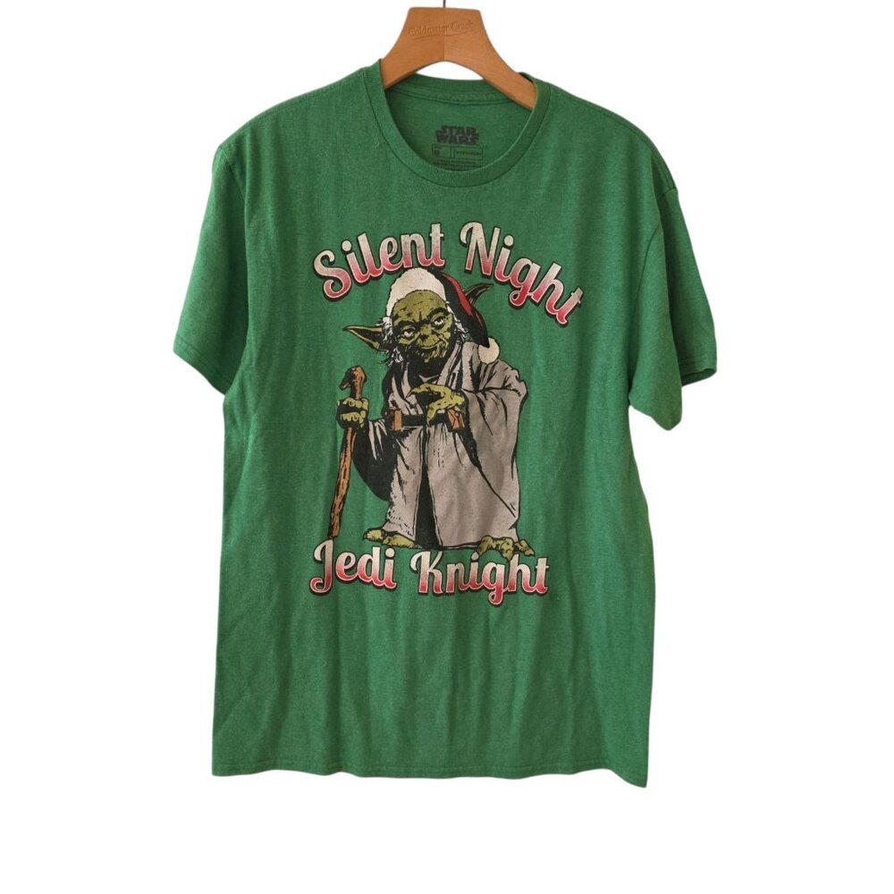 Star Wars Yoda Christmas T-Shirt Silent Night Jedi‎ Knight T-Shirt Green Medium
